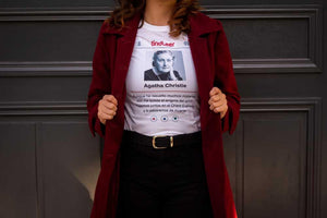 camiseta mujer tindleer agatha christie humor literario escritora regalos para lectores misterios reina del crimen asesinato en el orient express poirot