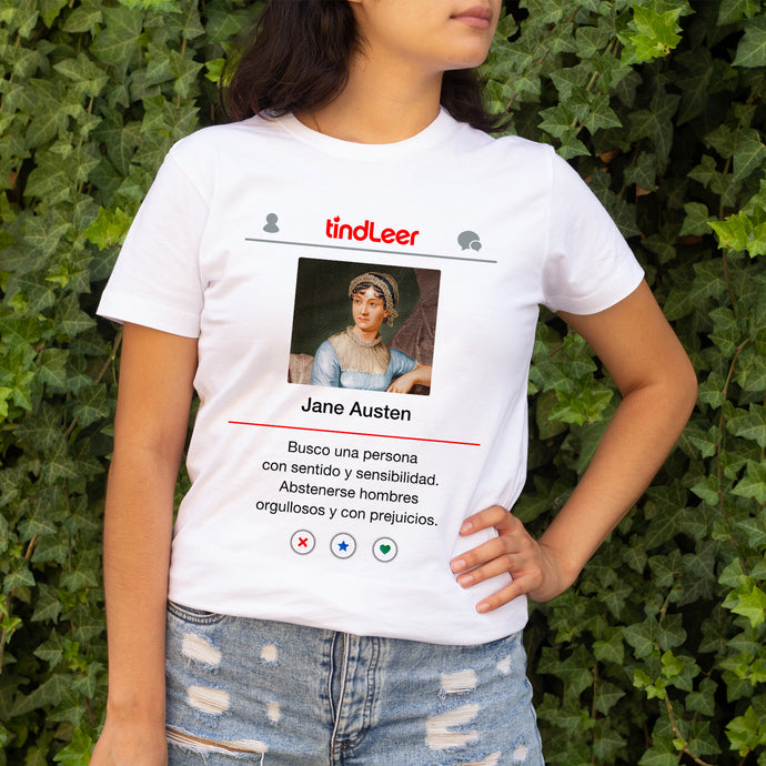 camiseta jane austen orgullo y prejuicio sentido y sensibilidad tindleer humor literario regalos para lectores