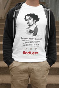 Camiseta blanca hombre con ilustración de Gustavo Adolfo Bécquer dibujada por Fernando Vicente.