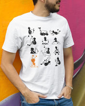 Cargar imagen en el visor de la galería, Camiseta blanca hombre de la colección Lectorix con 12 figuras de personas leyendo.