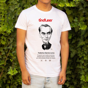 Camiseta blanca hombre con ilustración de Federico Garcia Lorca por Fernando Vicente