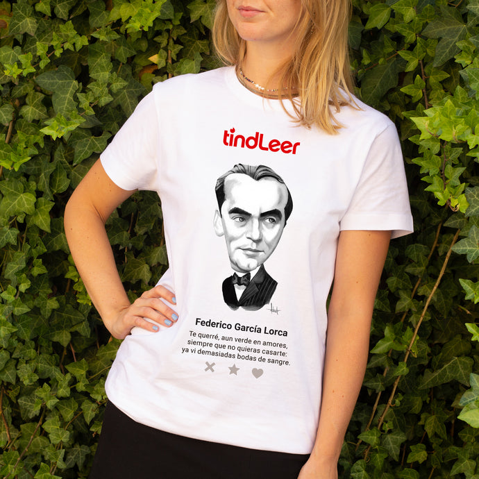 Camiseta blanca mujer con ilustración de Federico Garcia Lorca por Fernando Vicente