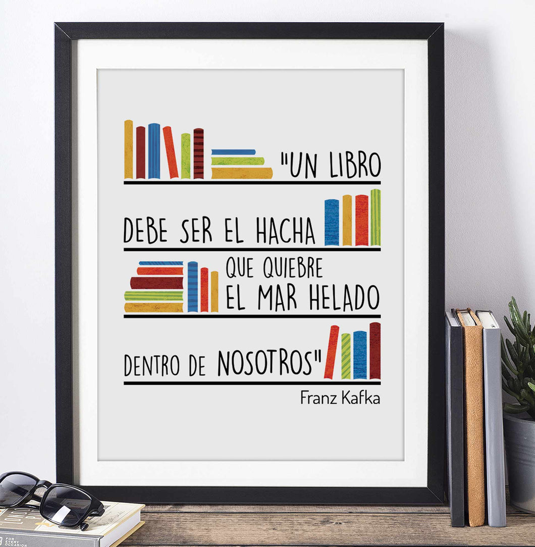 Lámina Franz Kafka 'Libro y hacha'