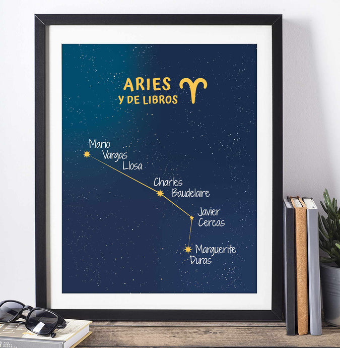 Lámina 'Aries y de libros'