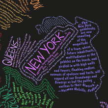 Cargar imagen en el visor de la galería, Mapa literario de Nueva York en inglés con citas sobre la ciudad.