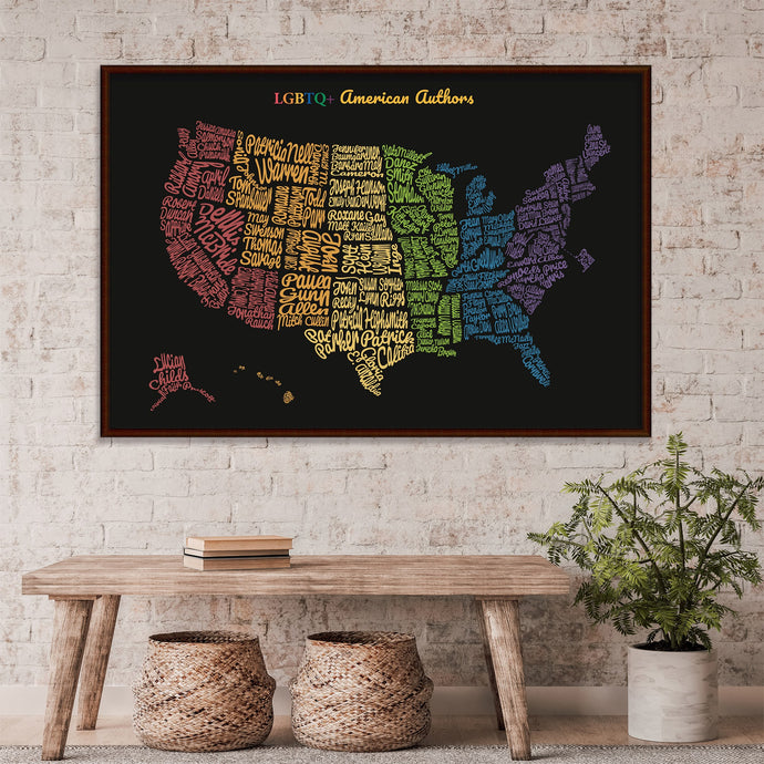 Lámina 'LGBTQ+ American Authors Map II'