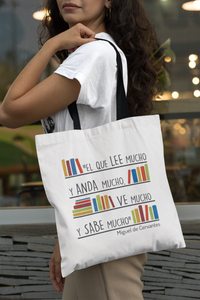 Tote bag Miguel de Cervantes 'El que lee mucho'
