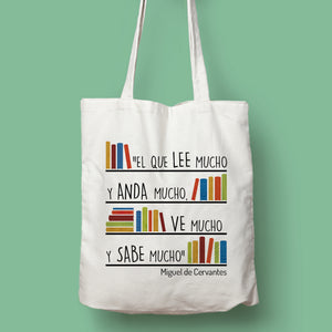 Tote bag Miguel de Cervantes 'El que lee mucho'