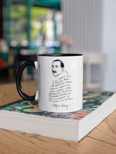 Cargar imagen en el visor de la galería, Taza blanca con asa negra con ilustración y cita de Stefan Zweig en español.