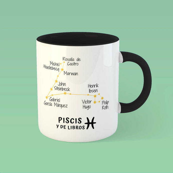 Taza 'Piscis y de libros'