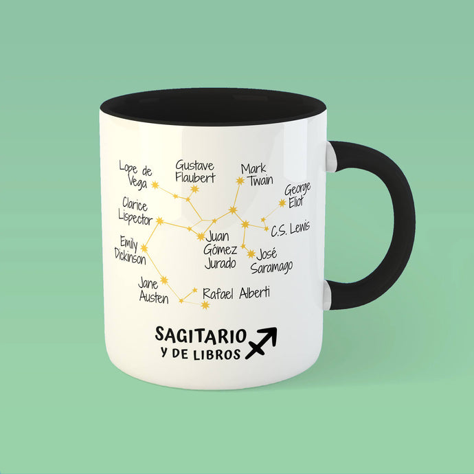 Taza 'Sagitario y de libros'