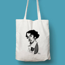 Cargar imagen en el visor de la galería, Tote bag natural con asa natural con ilustración de Gustavo Adolfo Bécquer por Fernando Vicente