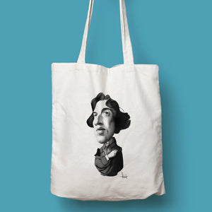 Tote bag natural con asa natural con ilustración de Oscar Wilde por Fernando Vicente