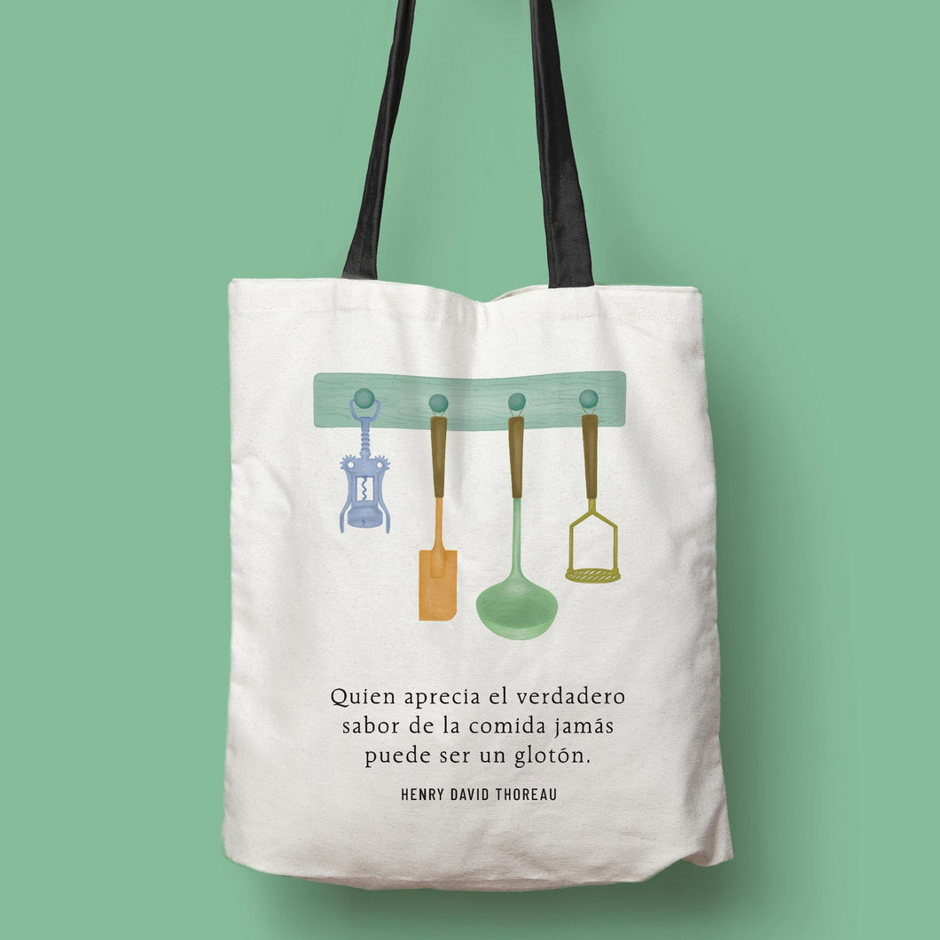 Tote bag Henry David Thoreau 'Quien aprecia el verdadero sabor...'