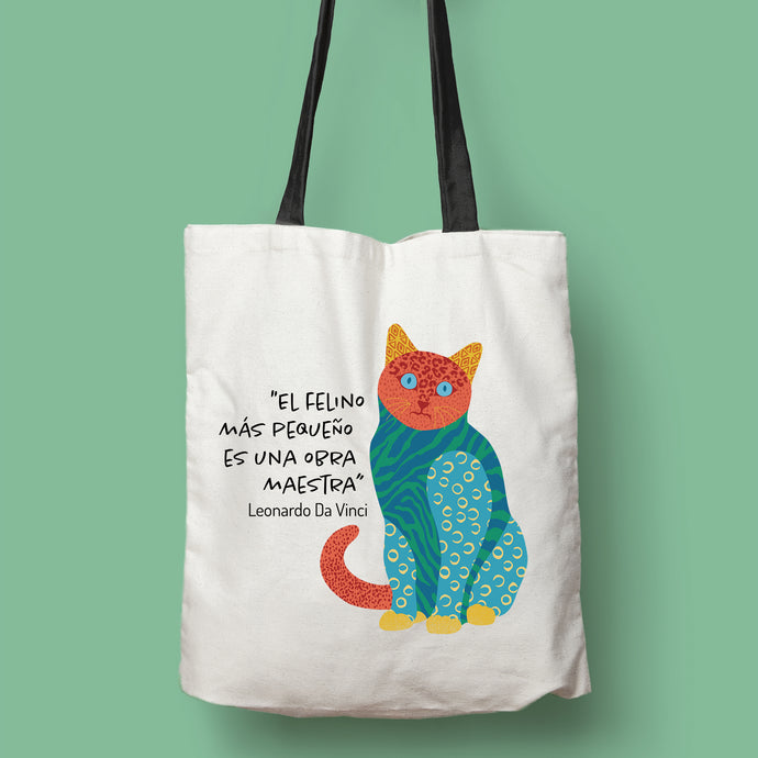 Tote bag Leonardo da Vinci 'El felino más pequeño'