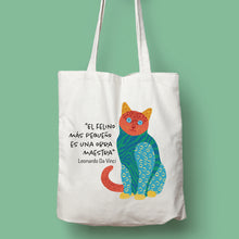 Cargar imagen en el visor de la galería, Tote bag Leonardo da Vinci &#39;El felino más pequeño&#39;