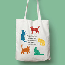 Cargar imagen en el visor de la galería, Tote bag Charles Dickens &#39;El amor de un gato&#39;