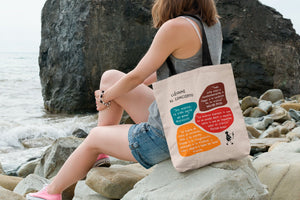  Tote bag natural con asa negra de la colección Lectorix con citas de Victor Hugo, Nietzsche, Walter Pater y Platón sobre la música.