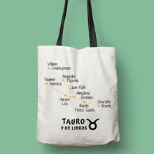 Cargar imagen en el visor de la galería, Tote bag &#39;Tauro y de libros&#39;