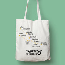 Cargar imagen en el visor de la galería, Tote bag &#39;Tauro y de libros&#39;