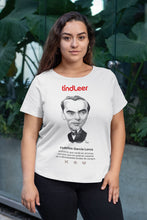 Cargar imagen en el visor de la galería, Camiseta blanca mujer con ilustración de Federico Garcia Lorca por Fernando Vicente